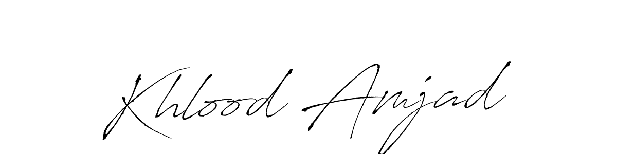 How to make Khlood Amjad name signature. Use Antro_Vectra style for creating short signs online. This is the latest handwritten sign. Khlood Amjad signature style 6 images and pictures png