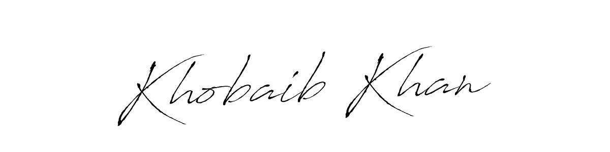 Make a beautiful signature design for name Khobaib Khan. With this signature (Antro_Vectra) style, you can create a handwritten signature for free. Khobaib Khan signature style 6 images and pictures png