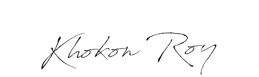 Make a beautiful signature design for name Khokon Roy. With this signature (Antro_Vectra) style, you can create a handwritten signature for free. Khokon Roy signature style 6 images and pictures png