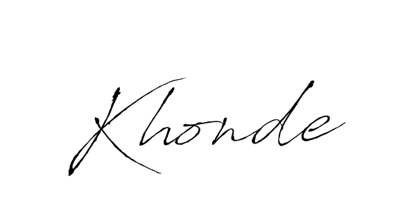 Use a signature maker to create a handwritten signature online. With this signature software, you can design (Antro_Vectra) your own signature for name Khonde. Khonde signature style 6 images and pictures png
