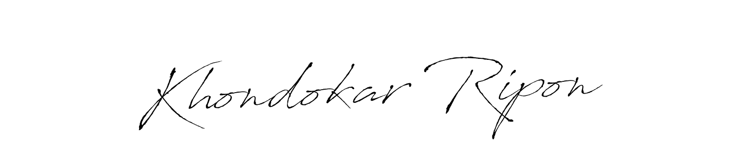 The best way (Antro_Vectra) to make a short signature is to pick only two or three words in your name. The name Khondokar Ripon include a total of six letters. For converting this name. Khondokar Ripon signature style 6 images and pictures png
