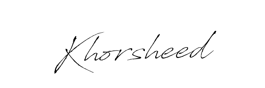 Design your own signature with our free online signature maker. With this signature software, you can create a handwritten (Antro_Vectra) signature for name Khorsheed. Khorsheed signature style 6 images and pictures png
