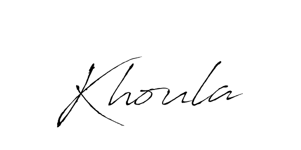 Design your own signature with our free online signature maker. With this signature software, you can create a handwritten (Antro_Vectra) signature for name Khoula. Khoula signature style 6 images and pictures png