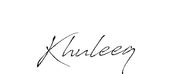 Make a beautiful signature design for name Khuleeq. With this signature (Antro_Vectra) style, you can create a handwritten signature for free. Khuleeq signature style 6 images and pictures png