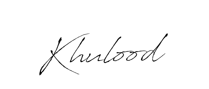 Design your own signature with our free online signature maker. With this signature software, you can create a handwritten (Antro_Vectra) signature for name Khulood. Khulood signature style 6 images and pictures png