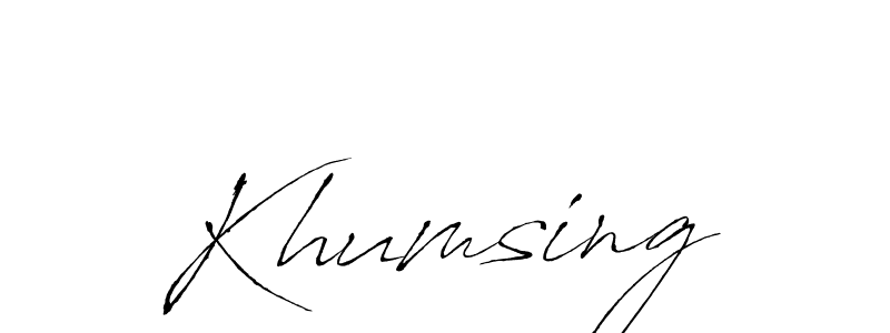 Design your own signature with our free online signature maker. With this signature software, you can create a handwritten (Antro_Vectra) signature for name Khumsing. Khumsing signature style 6 images and pictures png