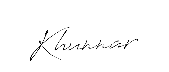 Design your own signature with our free online signature maker. With this signature software, you can create a handwritten (Antro_Vectra) signature for name Khunnar. Khunnar signature style 6 images and pictures png