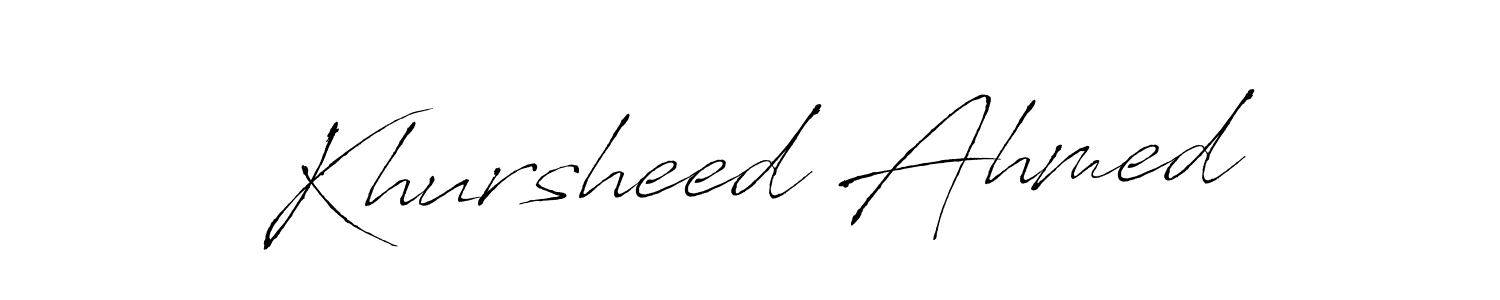 Make a short Khursheed Ahmed signature style. Manage your documents anywhere anytime using Antro_Vectra. Create and add eSignatures, submit forms, share and send files easily. Khursheed Ahmed signature style 6 images and pictures png