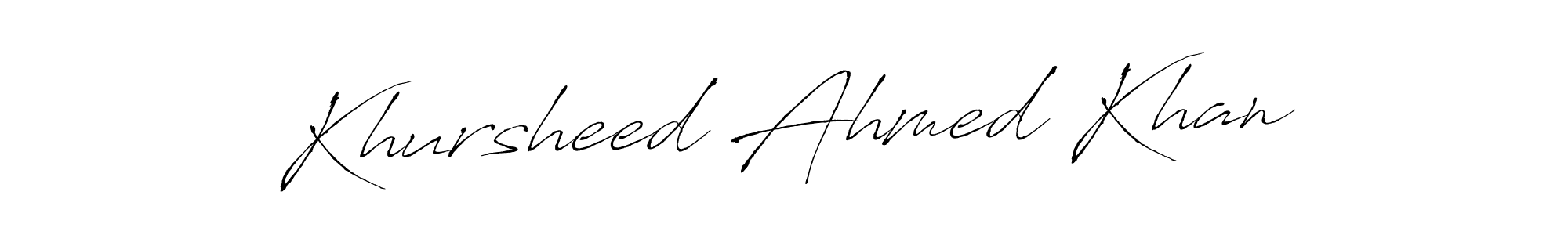 The best way (Antro_Vectra) to make a short signature is to pick only two or three words in your name. The name Khursheed Ahmed Khan include a total of six letters. For converting this name. Khursheed Ahmed Khan signature style 6 images and pictures png