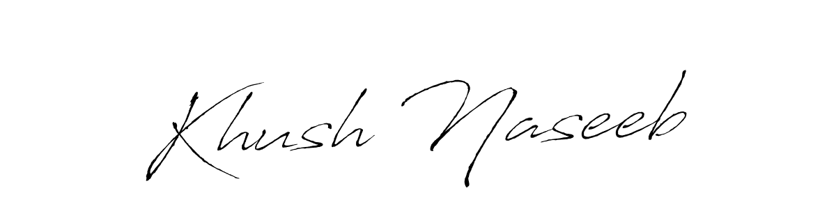 if you are searching for the best signature style for your name Khush Naseeb. so please give up your signature search. here we have designed multiple signature styles  using Antro_Vectra. Khush Naseeb signature style 6 images and pictures png