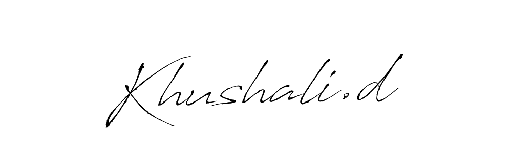 The best way (Antro_Vectra) to make a short signature is to pick only two or three words in your name. The name Khushali.d include a total of six letters. For converting this name. Khushali.d signature style 6 images and pictures png