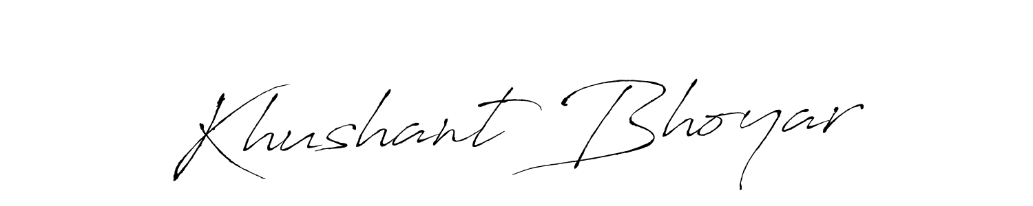 The best way (Antro_Vectra) to make a short signature is to pick only two or three words in your name. The name Khushant Bhoyar include a total of six letters. For converting this name. Khushant Bhoyar signature style 6 images and pictures png