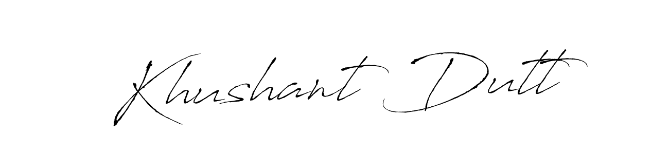 Make a beautiful signature design for name Khushant Dutt. With this signature (Antro_Vectra) style, you can create a handwritten signature for free. Khushant Dutt signature style 6 images and pictures png
