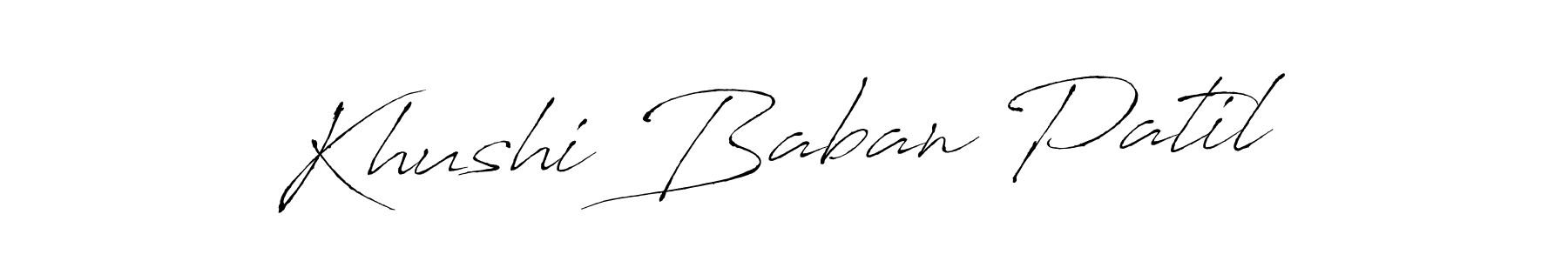 Create a beautiful signature design for name Khushi Baban Patil. With this signature (Antro_Vectra) fonts, you can make a handwritten signature for free. Khushi Baban Patil signature style 6 images and pictures png