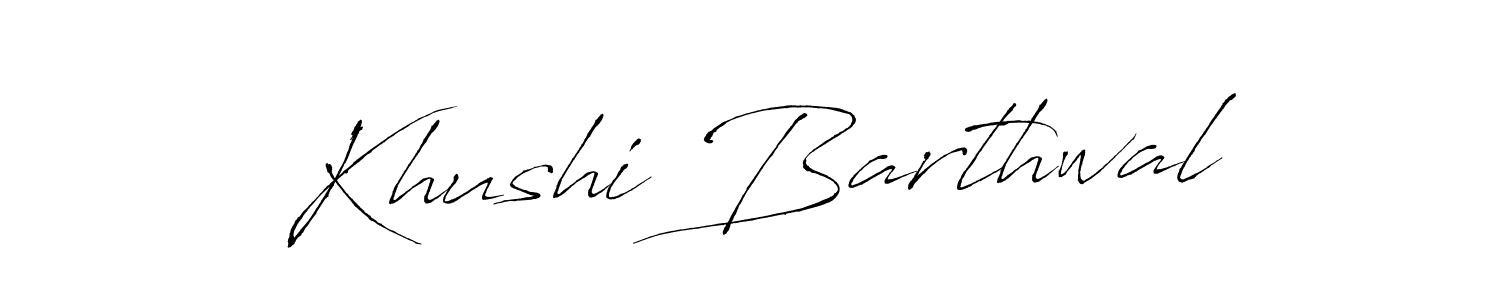How to make Khushi Barthwal name signature. Use Antro_Vectra style for creating short signs online. This is the latest handwritten sign. Khushi Barthwal signature style 6 images and pictures png