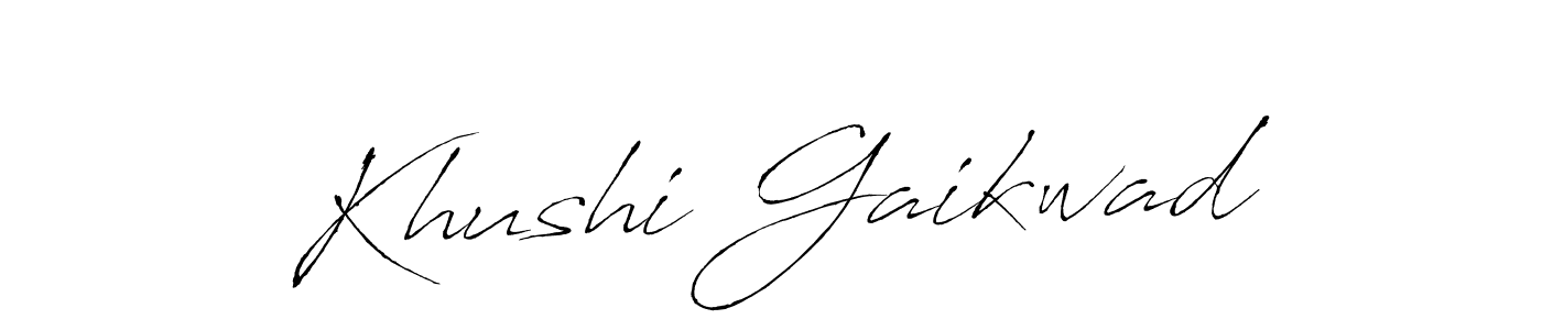 How to make Khushi Gaikwad name signature. Use Antro_Vectra style for creating short signs online. This is the latest handwritten sign. Khushi Gaikwad signature style 6 images and pictures png
