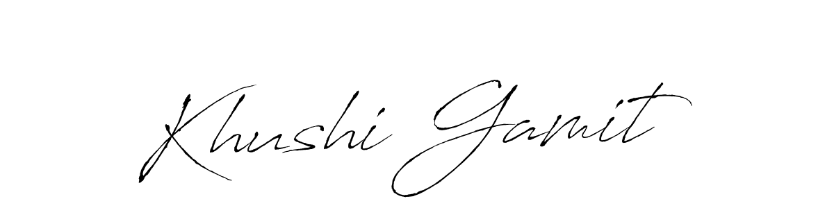 Khushi Gamit stylish signature style. Best Handwritten Sign (Antro_Vectra) for my name. Handwritten Signature Collection Ideas for my name Khushi Gamit. Khushi Gamit signature style 6 images and pictures png