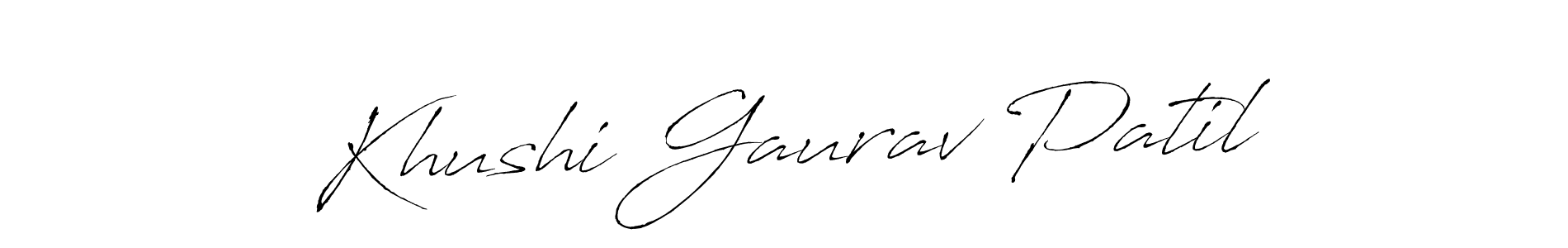 How to make Khushi Gaurav Patil name signature. Use Antro_Vectra style for creating short signs online. This is the latest handwritten sign. Khushi Gaurav Patil signature style 6 images and pictures png