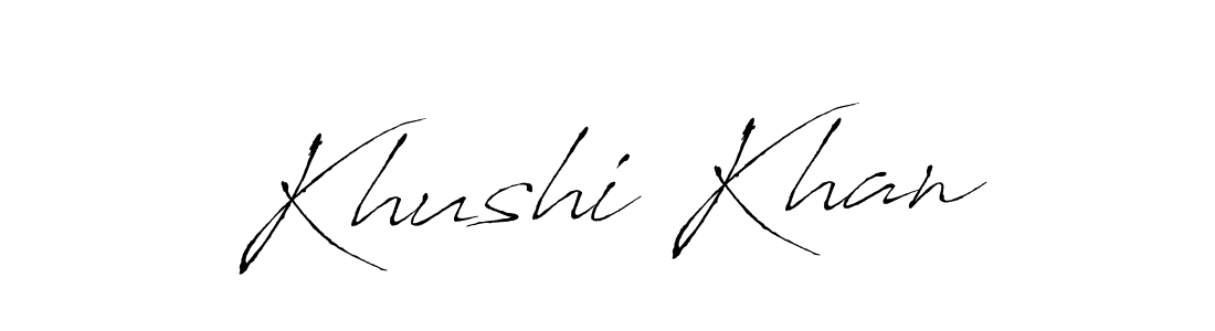 Make a beautiful signature design for name Khushi Khan. With this signature (Antro_Vectra) style, you can create a handwritten signature for free. Khushi Khan signature style 6 images and pictures png