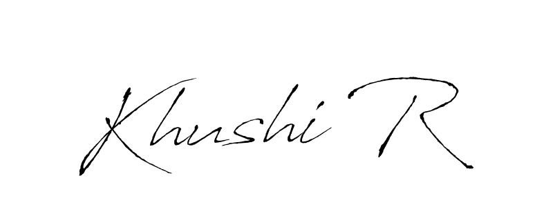 You can use this online signature creator to create a handwritten signature for the name Khushi R. This is the best online autograph maker. Khushi R signature style 6 images and pictures png