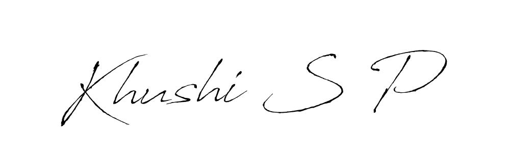 How to make Khushi S P name signature. Use Antro_Vectra style for creating short signs online. This is the latest handwritten sign. Khushi S P signature style 6 images and pictures png