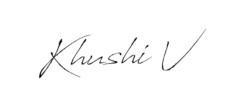 Use a signature maker to create a handwritten signature online. With this signature software, you can design (Antro_Vectra) your own signature for name Khushi V. Khushi V signature style 6 images and pictures png