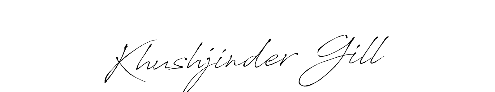 How to make Khushjinder Gill name signature. Use Antro_Vectra style for creating short signs online. This is the latest handwritten sign. Khushjinder Gill signature style 6 images and pictures png