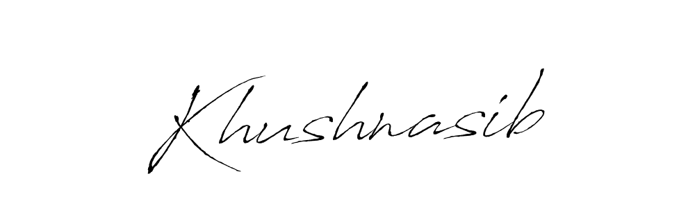 The best way (Antro_Vectra) to make a short signature is to pick only two or three words in your name. The name Khushnasib include a total of six letters. For converting this name. Khushnasib signature style 6 images and pictures png