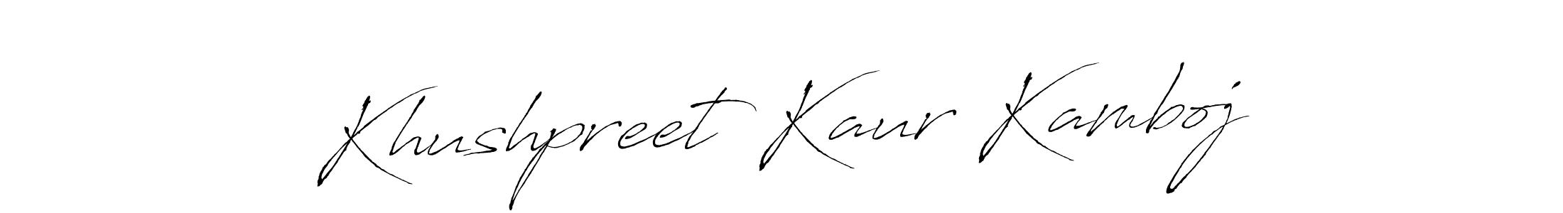 How to make Khushpreet Kaur Kamboj name signature. Use Antro_Vectra style for creating short signs online. This is the latest handwritten sign. Khushpreet Kaur Kamboj signature style 6 images and pictures png