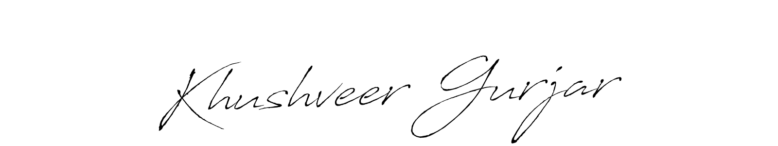 How to make Khushveer Gurjar name signature. Use Antro_Vectra style for creating short signs online. This is the latest handwritten sign. Khushveer Gurjar signature style 6 images and pictures png