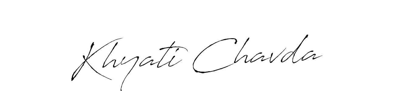 Make a beautiful signature design for name Khyati Chavda. With this signature (Antro_Vectra) style, you can create a handwritten signature for free. Khyati Chavda signature style 6 images and pictures png