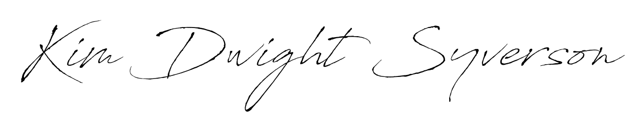 Looking for an artistic signature for Kim Dwight Syverson? The Antro_Vectra calligraphy style gives a sophisticated flow suitable for business cards and emails. Kim Dwight Syverson signature style 6 images and pictures png