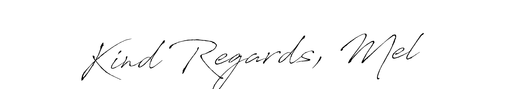 Kind Regards, Mel stylish signature style. Best Handwritten Sign (Antro_Vectra) for my name. Handwritten Signature Collection Ideas for my name Kind Regards, Mel. Kind Regards, Mel signature style 6 images and pictures png