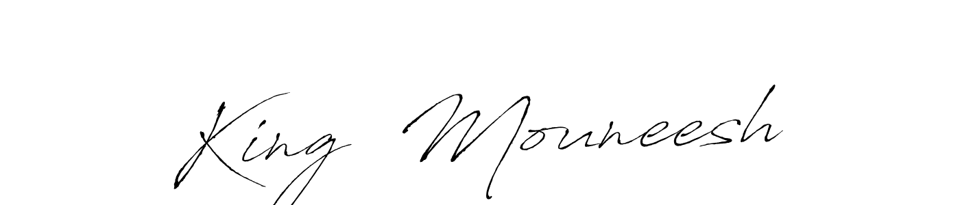 Antro_Vectra is a professional signature style that is perfect for those who want to add a touch of class to their signature. It is also a great choice for those who want to make their signature more unique. Get King  Mouneesh name to fancy signature for free. King  Mouneesh signature style 6 images and pictures png