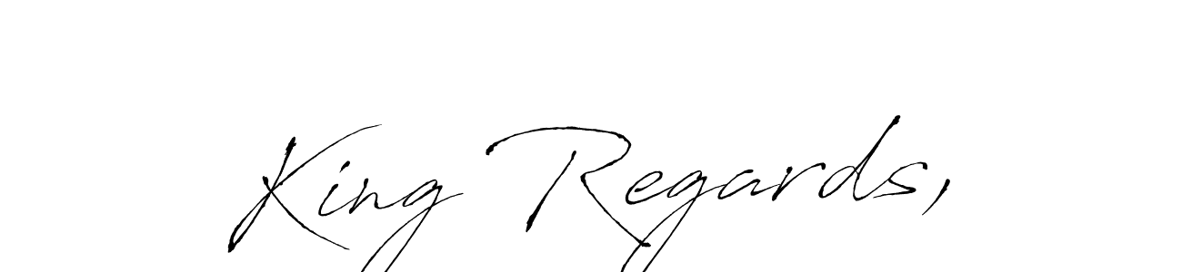 Use a signature maker to create a handwritten signature online. With this signature software, you can design (Antro_Vectra) your own signature for name King Regards,. King Regards, signature style 6 images and pictures png