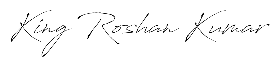 A modern signature idea for name King Roshan Kumar using Antro_Vectra font. Clean strokes and elegant curves make it stand out instantly. King Roshan Kumar signature style 6 images and pictures png