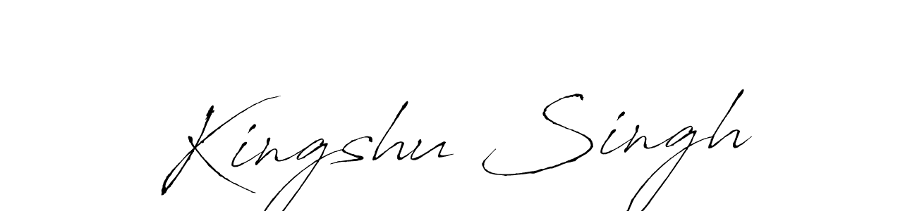 How to make Kingshu Singh name signature. Use Antro_Vectra style for creating short signs online. This is the latest handwritten sign. Kingshu Singh signature style 6 images and pictures png