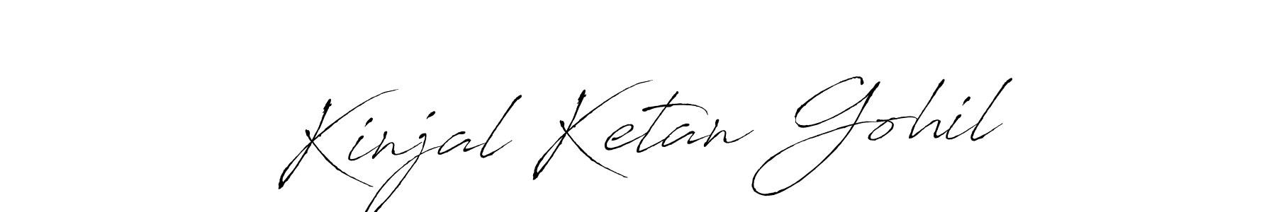 How to make Kinjal Ketan Gohil name signature. Use Antro_Vectra style for creating short signs online. This is the latest handwritten sign. Kinjal Ketan Gohil signature style 6 images and pictures png