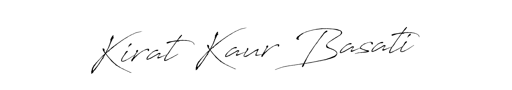 Create a beautiful signature design for name Kirat Kaur Basati. With this signature (Antro_Vectra) fonts, you can make a handwritten signature for free. Kirat Kaur Basati signature style 6 images and pictures png