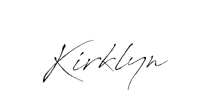 Make a beautiful signature design for name Kirklyn. With this signature (Antro_Vectra) style, you can create a handwritten signature for free. Kirklyn signature style 6 images and pictures png