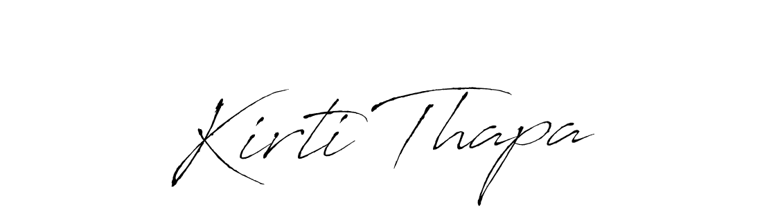 The best way (Antro_Vectra) to make a short signature is to pick only two or three words in your name. The name Kirti Thapa include a total of six letters. For converting this name. Kirti Thapa signature style 6 images and pictures png