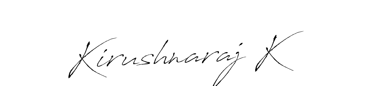 How to make Kirushnaraj K name signature. Use Antro_Vectra style for creating short signs online. This is the latest handwritten sign. Kirushnaraj K signature style 6 images and pictures png