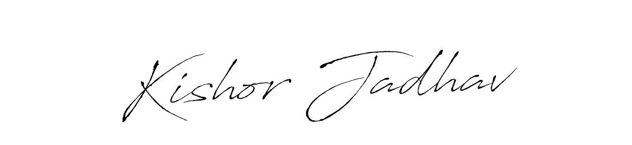 How to make Kishor Jadhav name signature. Use Antro_Vectra style for creating short signs online. This is the latest handwritten sign. Kishor Jadhav signature style 6 images and pictures png