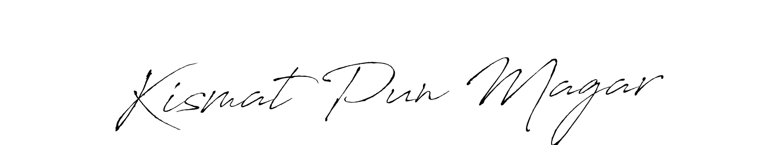 Make a beautiful signature design for name Kismat Pun Magar. With this signature (Antro_Vectra) style, you can create a handwritten signature for free. Kismat Pun Magar signature style 6 images and pictures png