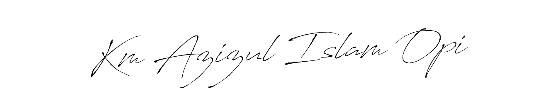 Create a beautiful signature design for name Km Azizul Islam Opi. With this signature (Antro_Vectra) fonts, you can make a handwritten signature for free. Km Azizul Islam Opi signature style 6 images and pictures png