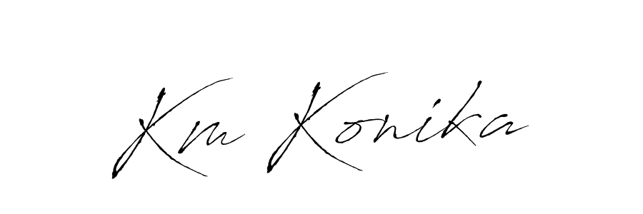 The best way (Antro_Vectra) to make a short signature is to pick only two or three words in your name. The name Km Konika include a total of six letters. For converting this name. Km Konika signature style 6 images and pictures png