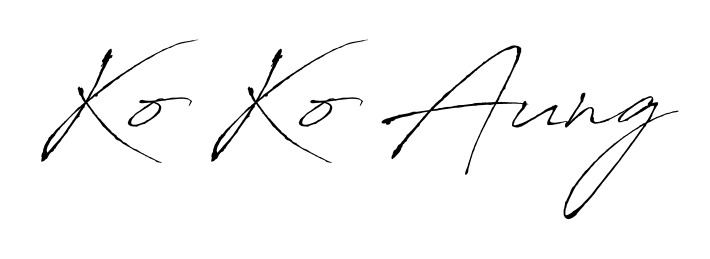 A sleek calligraphic signature for name Ko Ko Aung utilizing Antro_Vectra styling. Great for adding personal signatures to photos and art. Ko Ko Aung signature style 6 images and pictures png