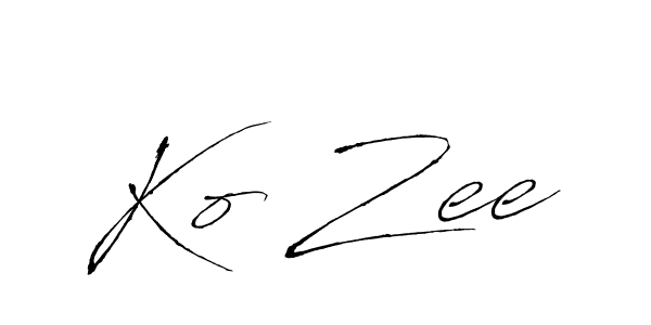 How to make Ko Zee signature? Antro_Vectra is a professional autograph style. Create handwritten signature for Ko Zee name. Ko Zee signature style 6 images and pictures png