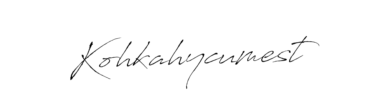 How to make Kohkahycumest name signature. Use Antro_Vectra style for creating short signs online. This is the latest handwritten sign. Kohkahycumest signature style 6 images and pictures png