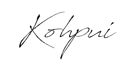 A stylish, flowing autograph style designed for name Kohpui using Antro_Vectra typography. Perfect for digital creative projects. Kohpui signature style 6 images and pictures png